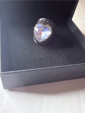 Source Unknown Iridescent Heart Ring in Silver Tones